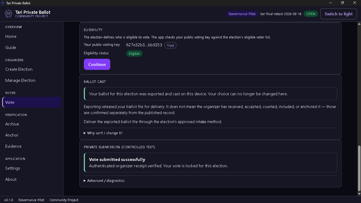 Screenshot tor success
