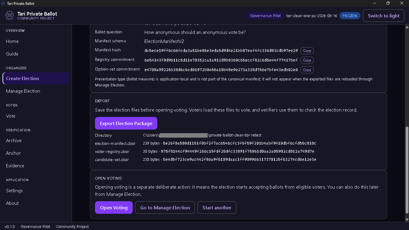 Screenshot Ballot Technical